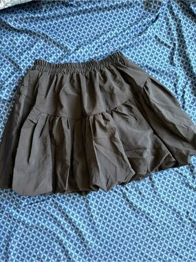 Others Follow Olive Brown Tiered Mini Skirt